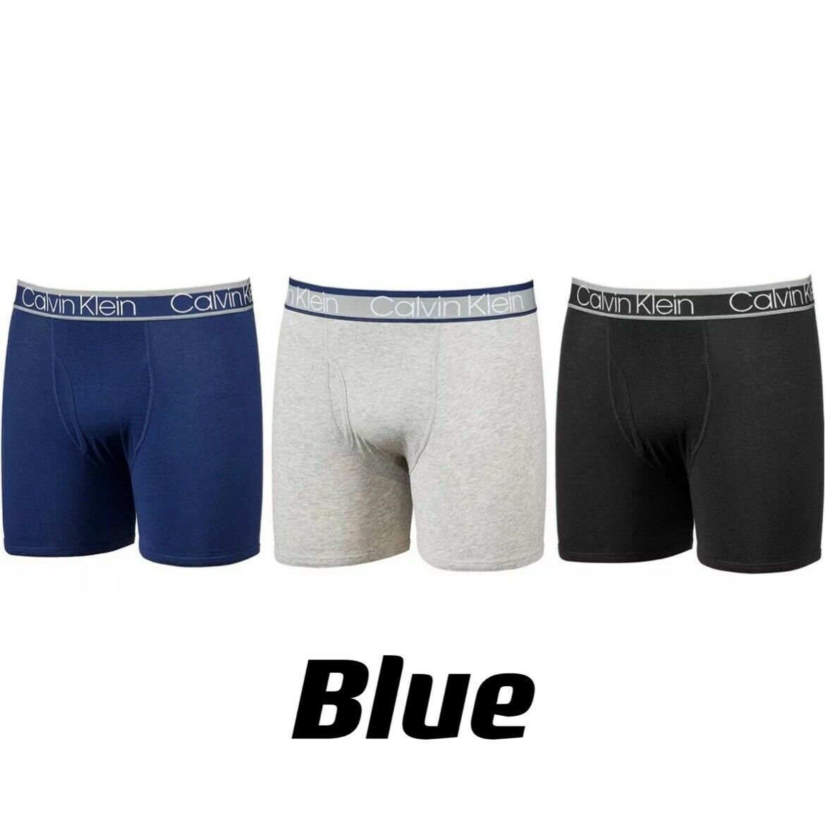Calvin Klein Men's Cotton Stretch 3-Pack Boxer Briefs - Blue