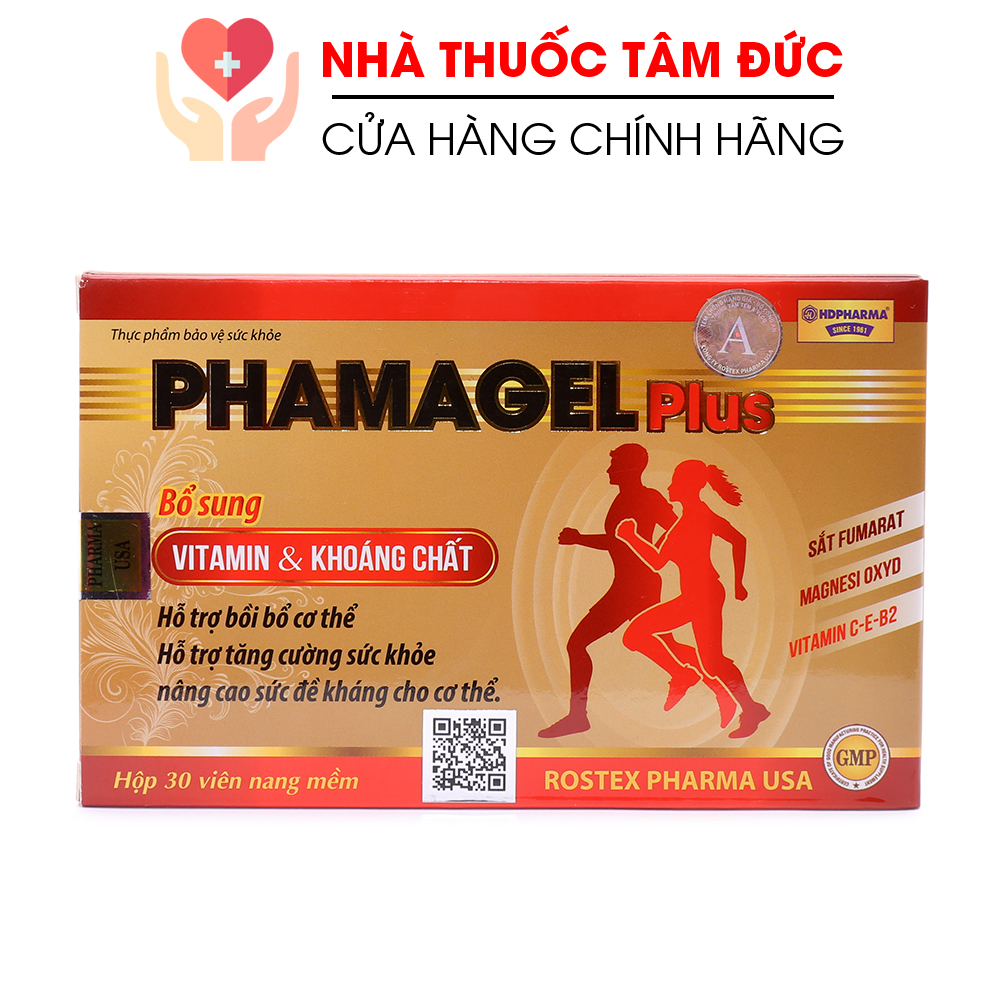 Viên uống Vitamin tổng hợp và khoáng chất Phamagel Plus bồi bổ cơ thể tăng cường sức khỏe - Hộp 30 viên