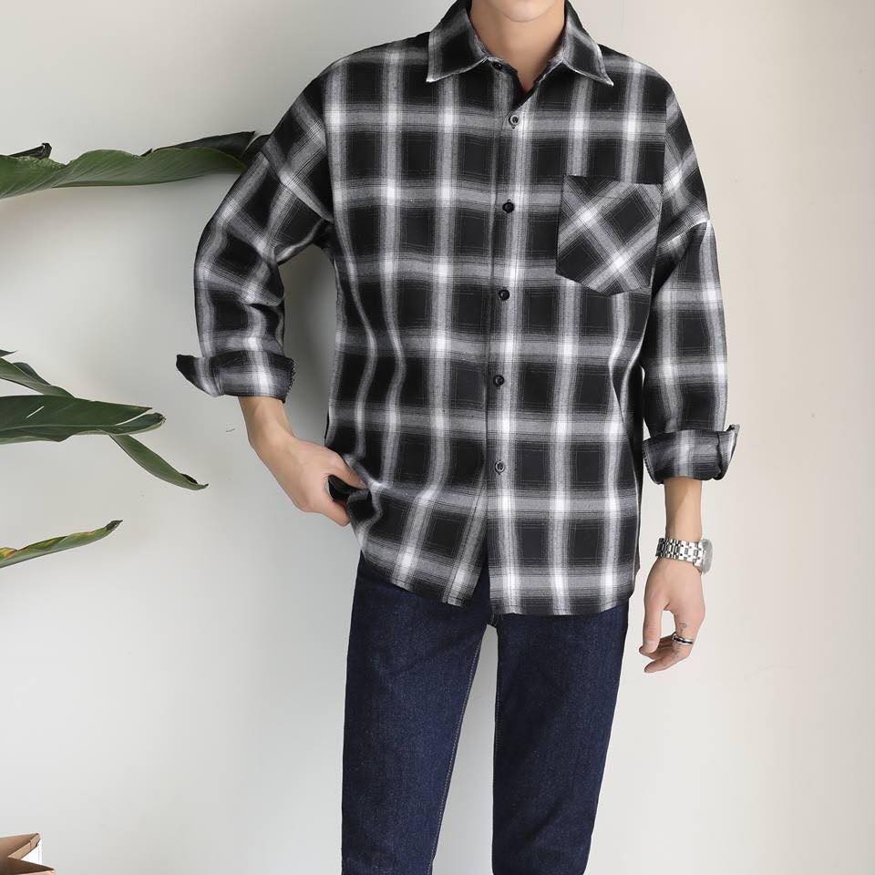 [HCM]Áo khoác unisex sơ mi caro nam nữchất kate bao thoáng mát cưc đẹp Thời trang keysa ( không nón)