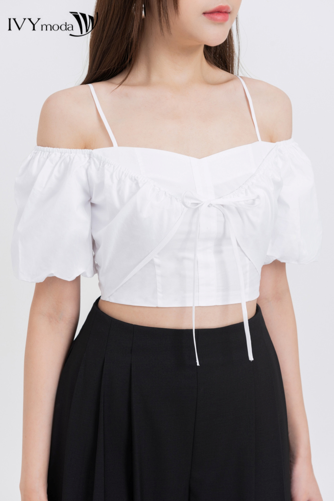 Áo trễ vai dáng croptop IVY moda MS 16M8281