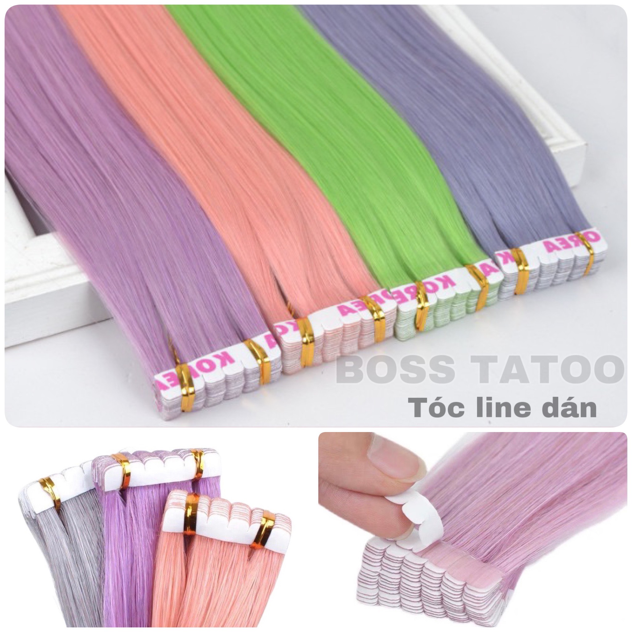 Tóc giả line dán, dán tóc nối line baby (line siêu mỏng), chiều dài tóc 60-65cm