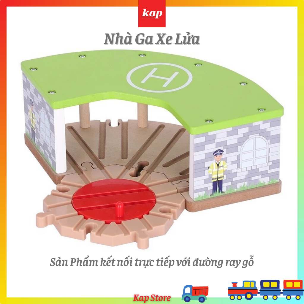 Nhà ga xe lửa, phụ kiện kết nối mô hình đường ray xe lửa gỗ