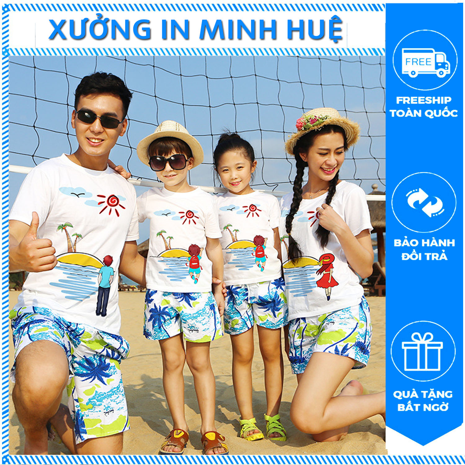 Áo đồng phục nhóm cặp đi biển, gia đình in hình đẹp DU LỊCH