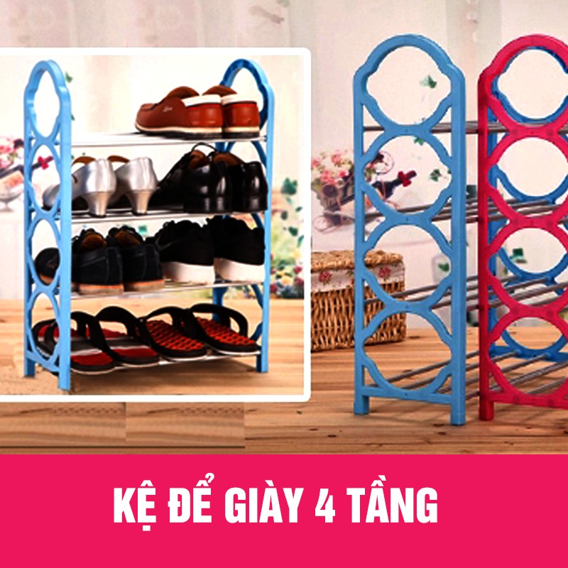 Kệ để giày dép 4 tầng tiện dụng Giá Tốt 360, Kệ giày dép 4 tầng khung inox,giá để giày inox 4 tầng,giầy dép,kệ để đồ,kệ sách,ke giay dep,đồ nội thất