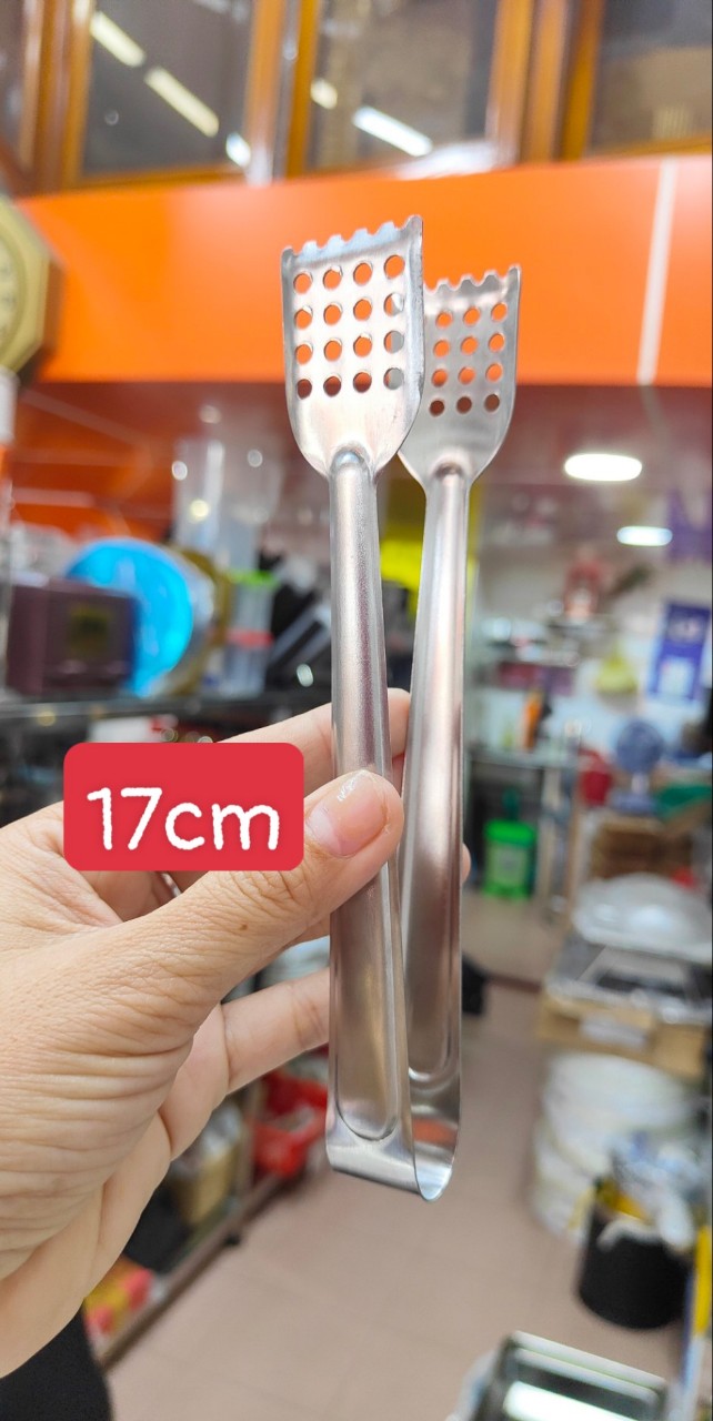 Kẹp gắp thức ăn, gắp đá inox vuông lỗ