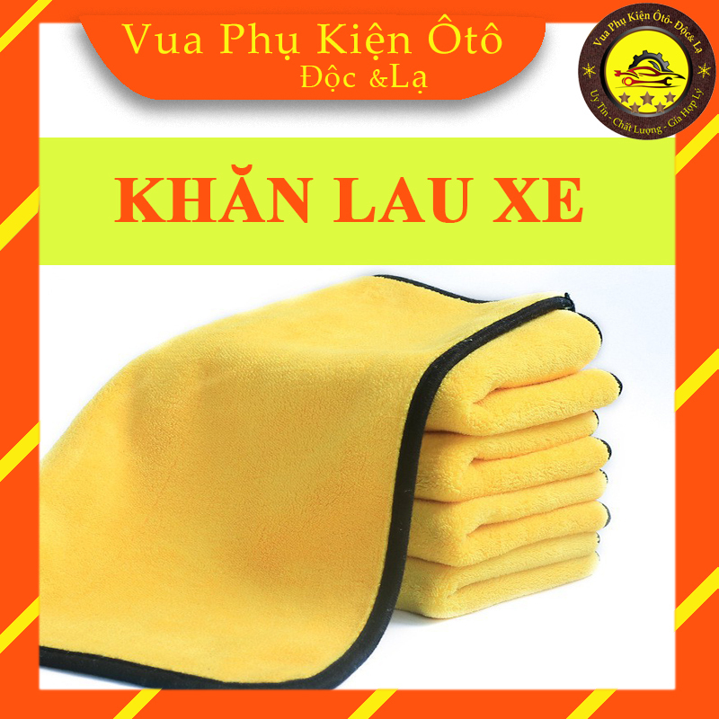 Khăn lau rửa xe Microfiber siêu thấm siêu mịn vệ sinh ô tô, xe máy chuyên dụng 2 lớp - 60 x 30 cm