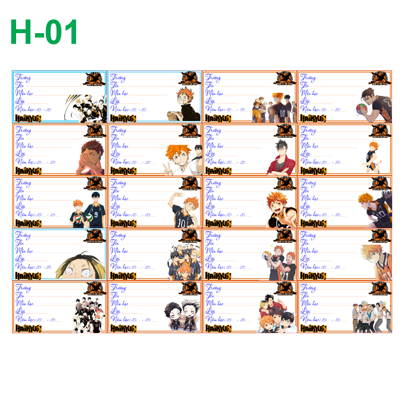 [HCM]Nhãn vở anime Haikyuu! ( combo 3 set 60 nhãn vở)