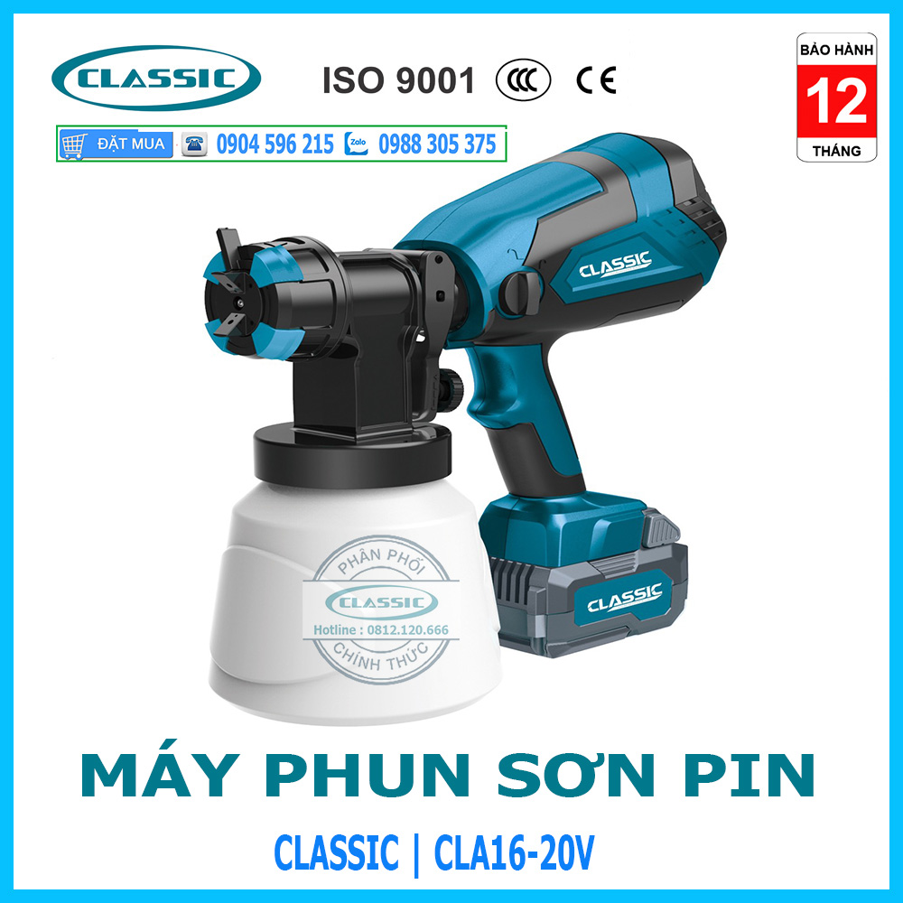 Máy phun sơn cầm tay dùng pin 20v classic cla16-20v