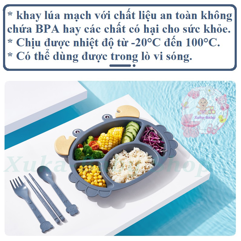 Bộ khay lúa mạch hình con cua cho bé tập ăn dặm