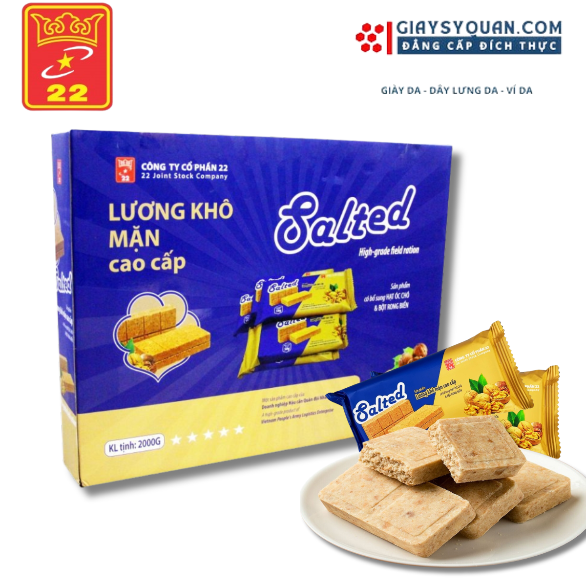Lương Khô Salted 500g – Bánh Dinh Dưỡng Vị Mặn