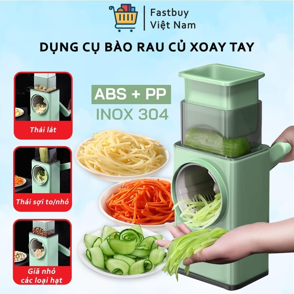 Máy thái lát , bào sợi, xắt lát rau củ đa năng kèm 6 lưỡi dao cắt - thái lát bào cắt củ quả
