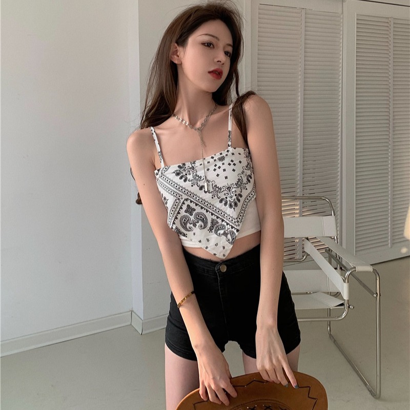 Áo yếm hai dây khăn lụa Bandana thổ cẩm đi biển sỉz dưới 55kg GUUZ