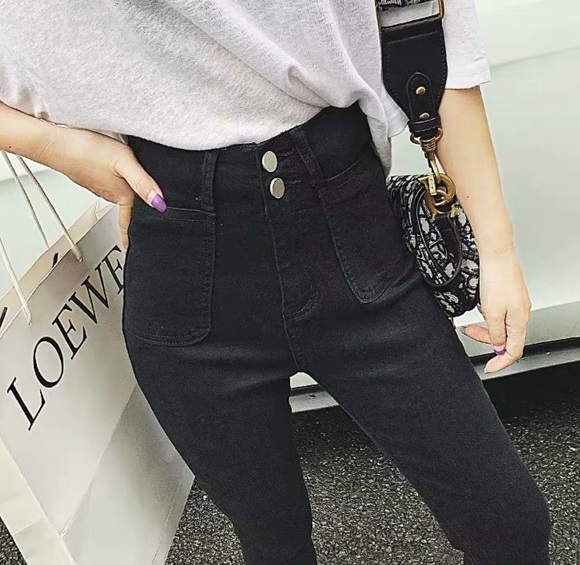 Quần jean nữ 2 TÚI KIỂU BẦU  + 2 CÚC lưng siêu cao 01/015-181