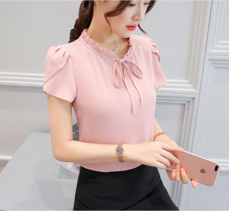 áo công sở tay búp sen cổ nhún