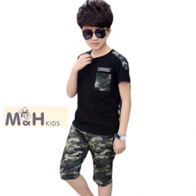 Bộ cộc tay rằn ri quần lửng size 15-30kg