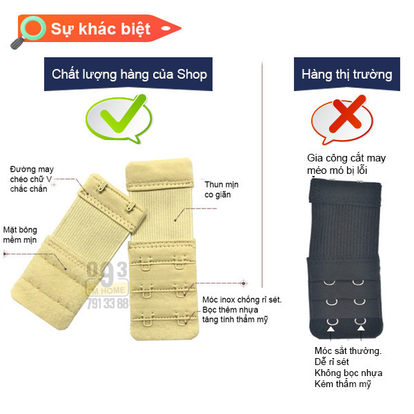 Móc Khóa Cài Áo Ngực Móc Đồ Lót Móc Nối Dây Áo Ngực 2 Móc 3 Móc
