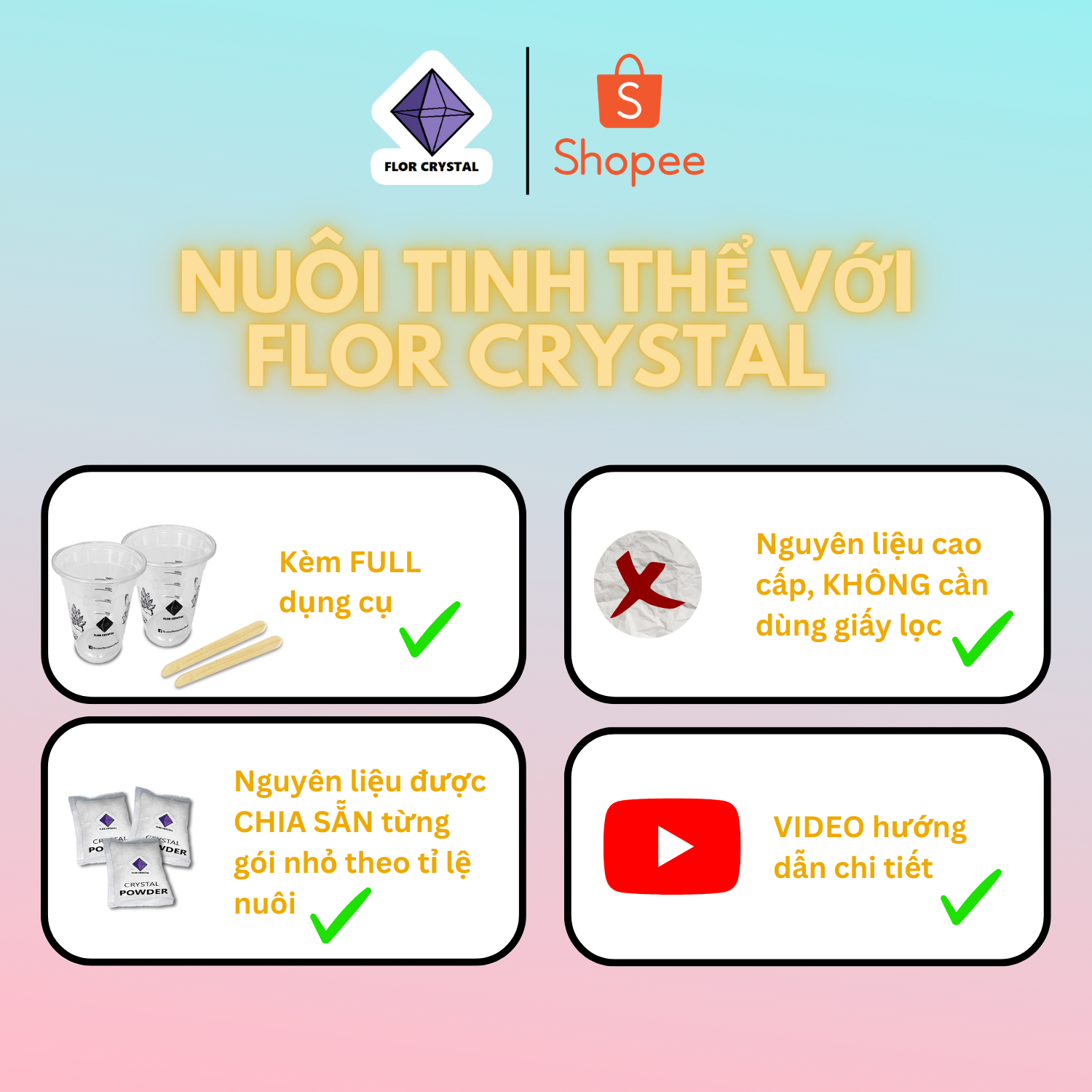🥑 [NGUYÊN LIỆU CAO CẤP] KDP KH2PO4 bộ nuôi tinh thể (kèm dụng cụ)🍓