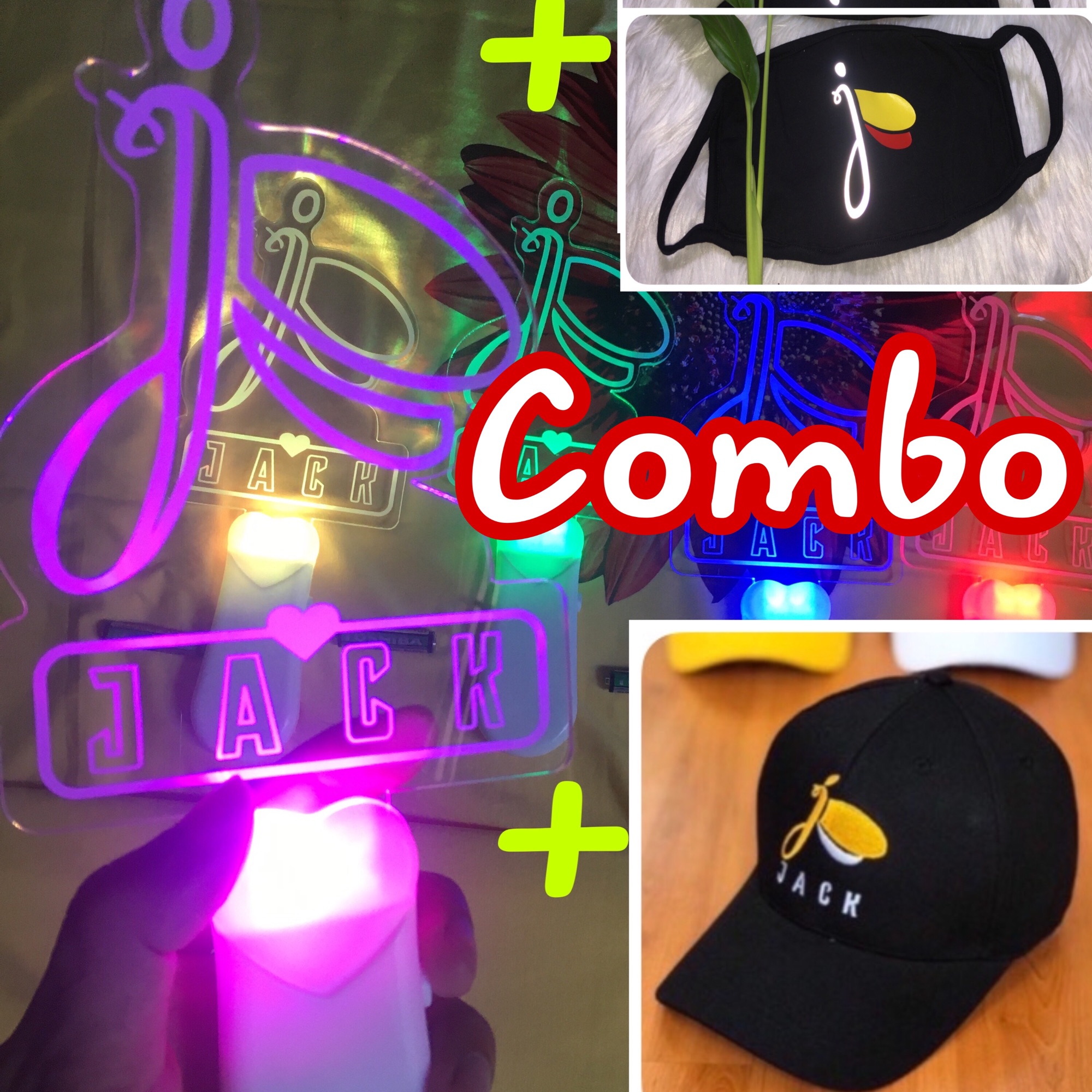 [HCM][Feeship] combo lightstick + nón đen jack + khẩu trang đen jack
