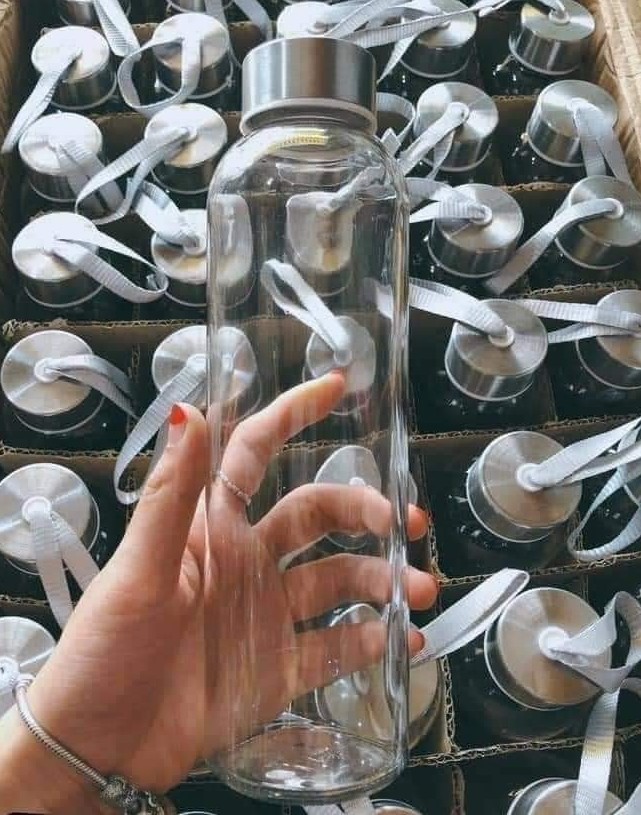 Combo 6 Bình chai thủy tinh 500ml có quai xách