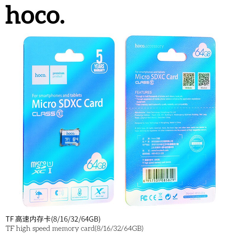 Thẻ Nhớ MICRO SDHC 8GB Hoco Class 10 90MB/S dùng lưu trữ nhạc và dữ liệu
