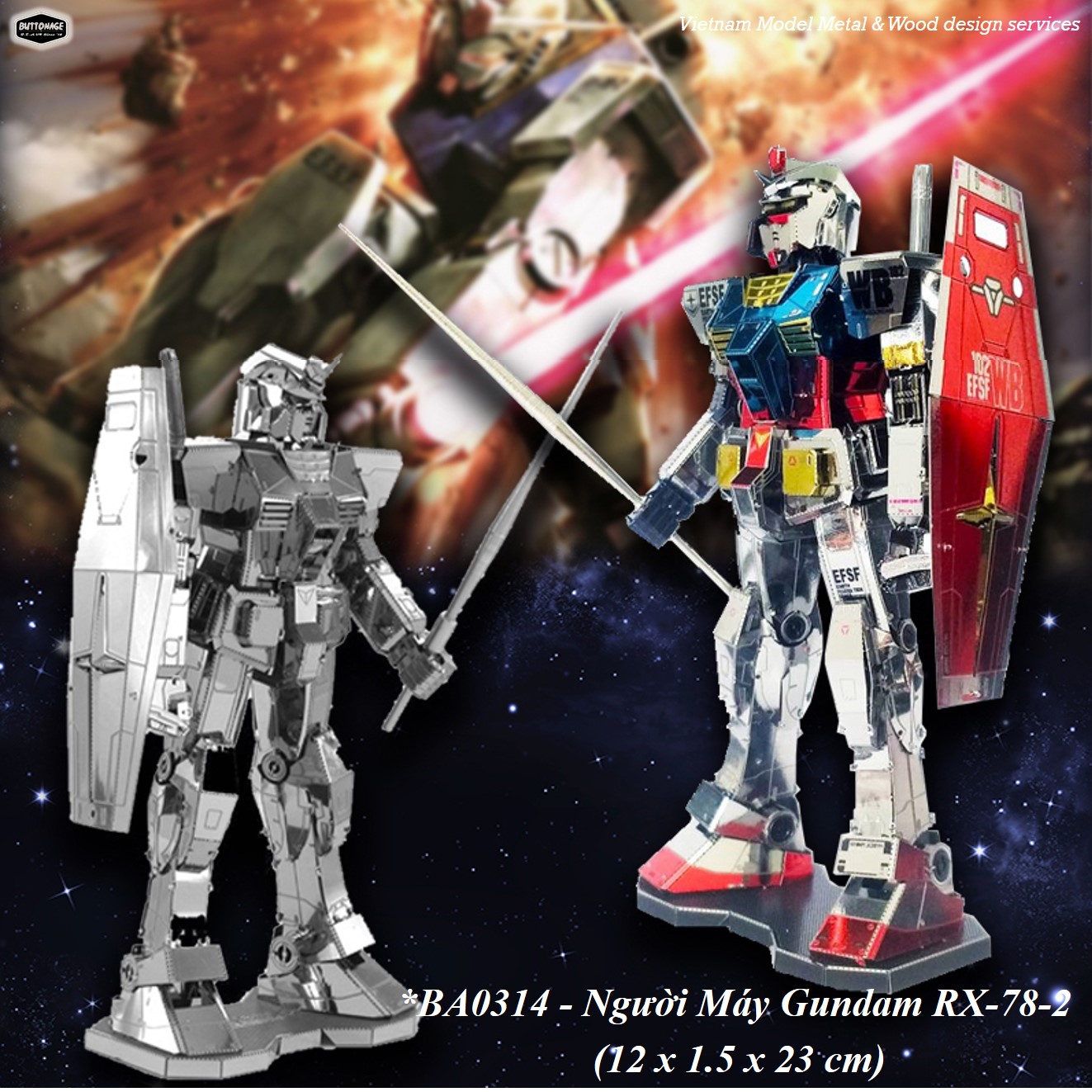 Mô Hình Lắp Ráp 3d Người Máy Gundam (Kim loại lắp ghép 3D)