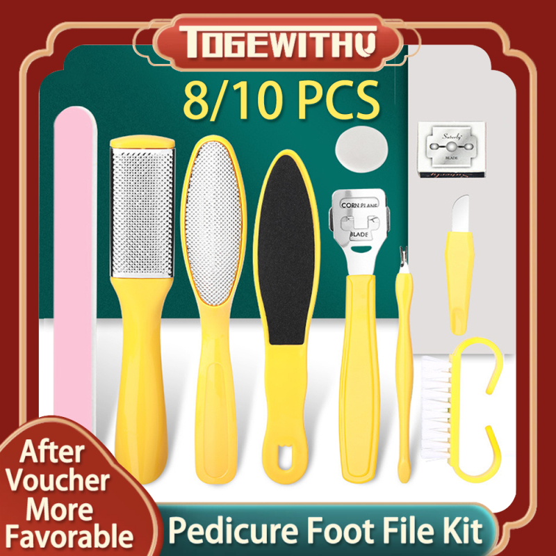 Bộ 8/10 dụng cụ chăm sóc móng chân chà gót chân loại bỏ vết chai nứt nẻ da chết dễ dàng chuyên nghiệp - INTL