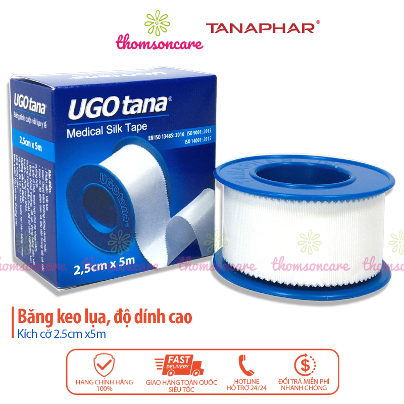 Băng dính vải y tế Ugotana - kích thước 2.5cm x 5m - băng vết thương, sơ cứu, băng keo mềm độ dính cao của Tanaphar nhập khẩu