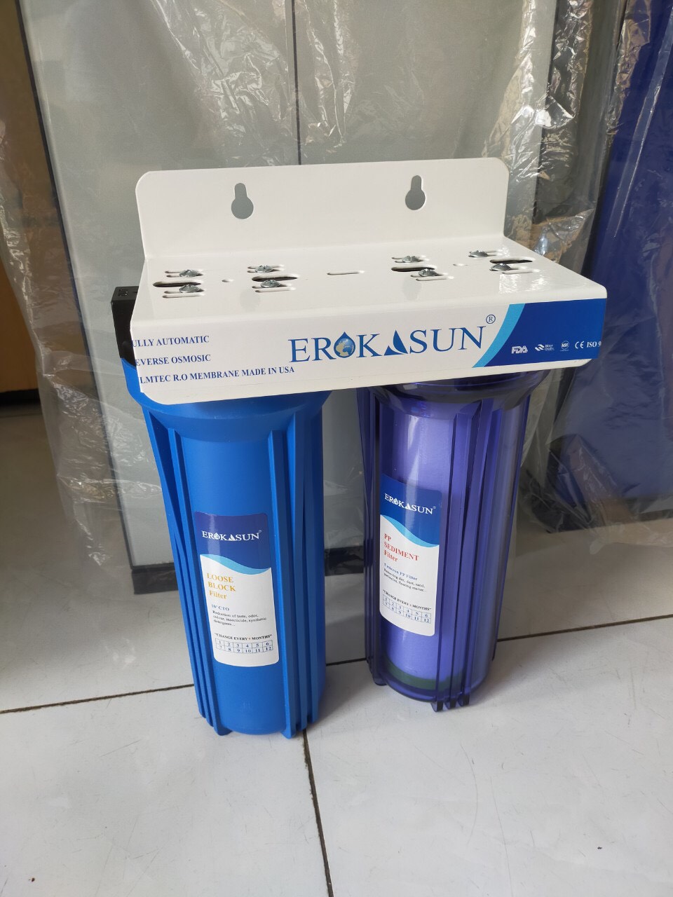 Bộ lọc nước thô 2 cấp 10inch ( đầy đủ bộ lọc và tay mở )