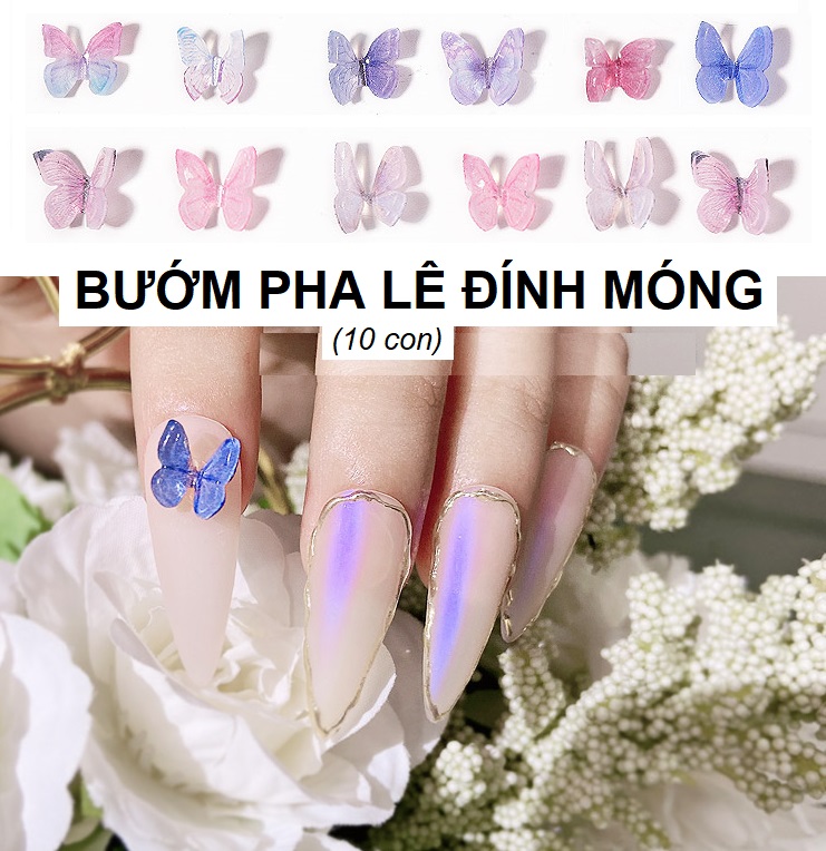 Set 10 Bướm Pha Lê Đính Móng Tay