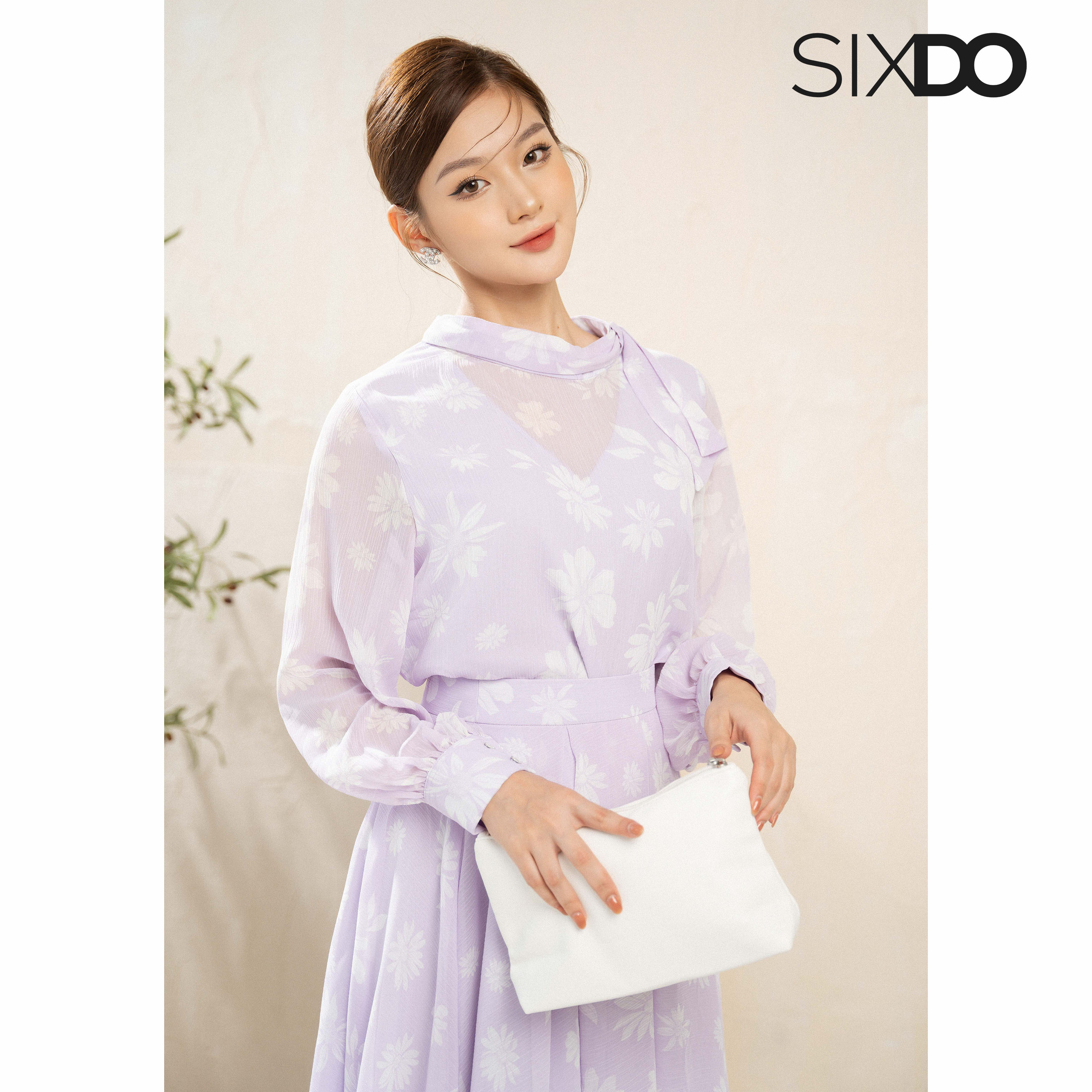 Áo nữ voan hoa dài tay SIXDO (Floral Voile Shirt)