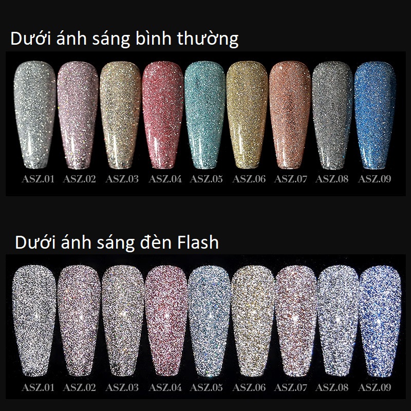 [HCM]Sơn gel AS red - màu phản quang Flash gel mã ASZ
