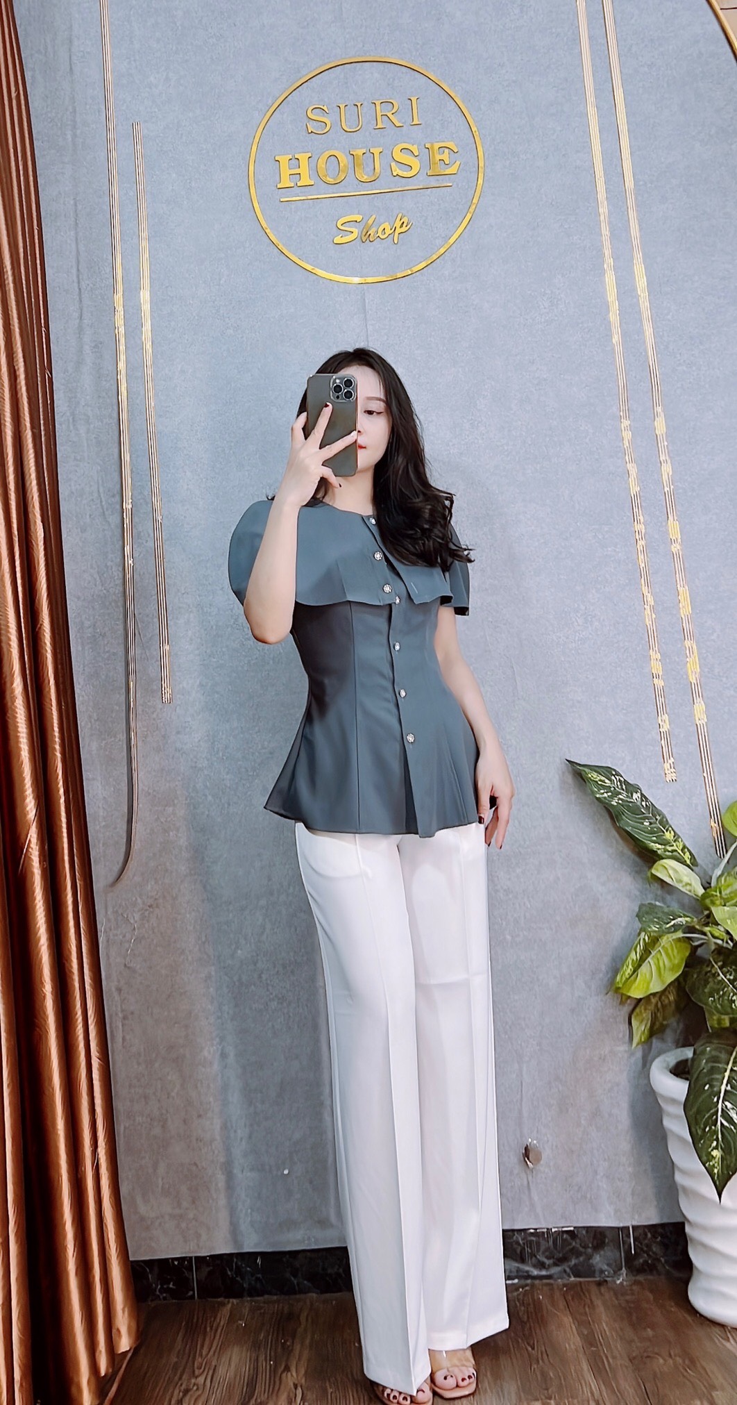 Áo kiểu nữ có lớp choàng thiết kế