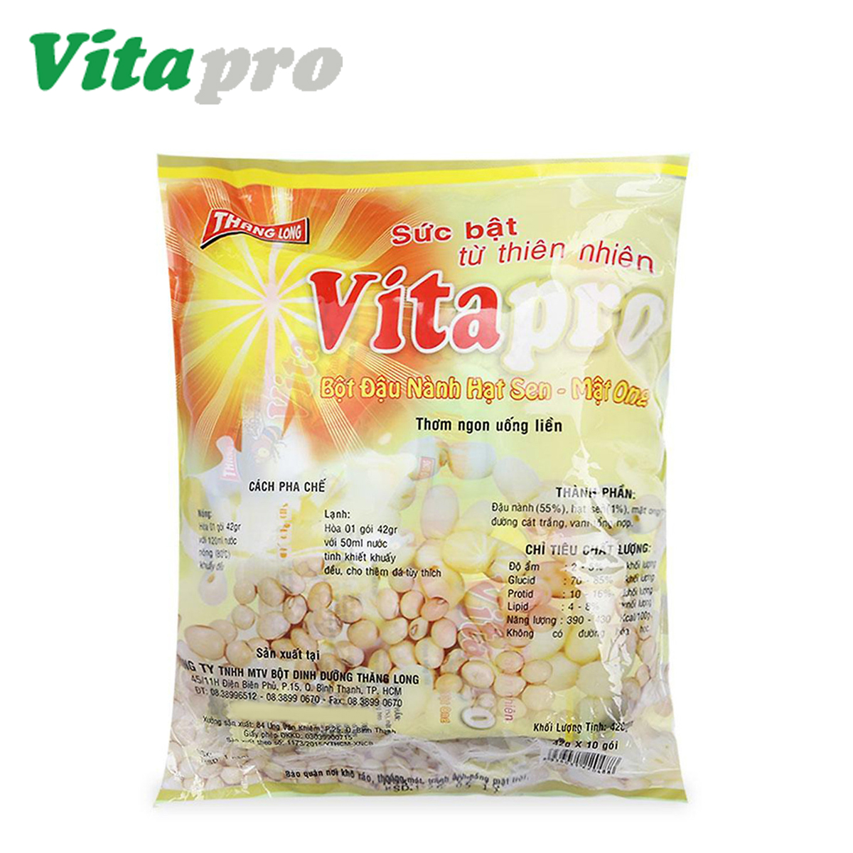 BỘT ĐẬU NÀNH HẠT SEN MẬT ONG VITAPRO