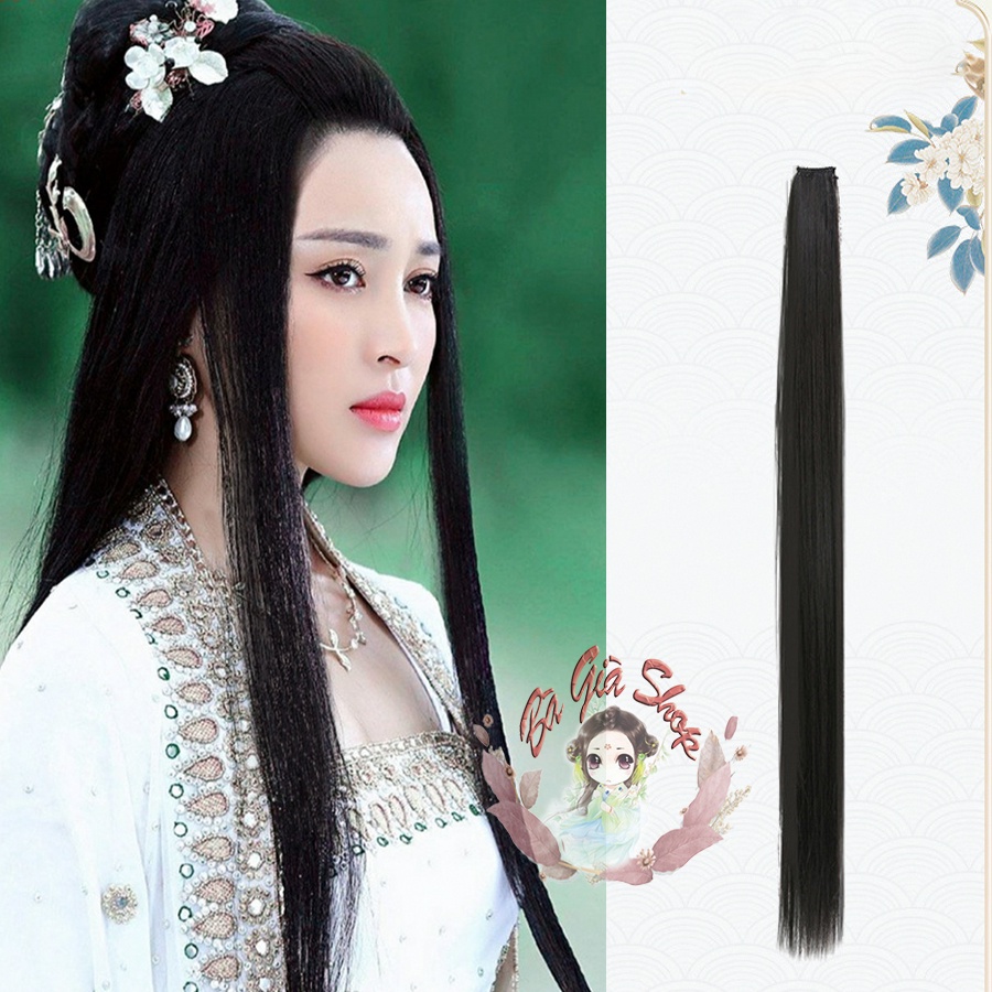 Pat tóc dài 2 bên theo cặp búi tóc giả cổ trang