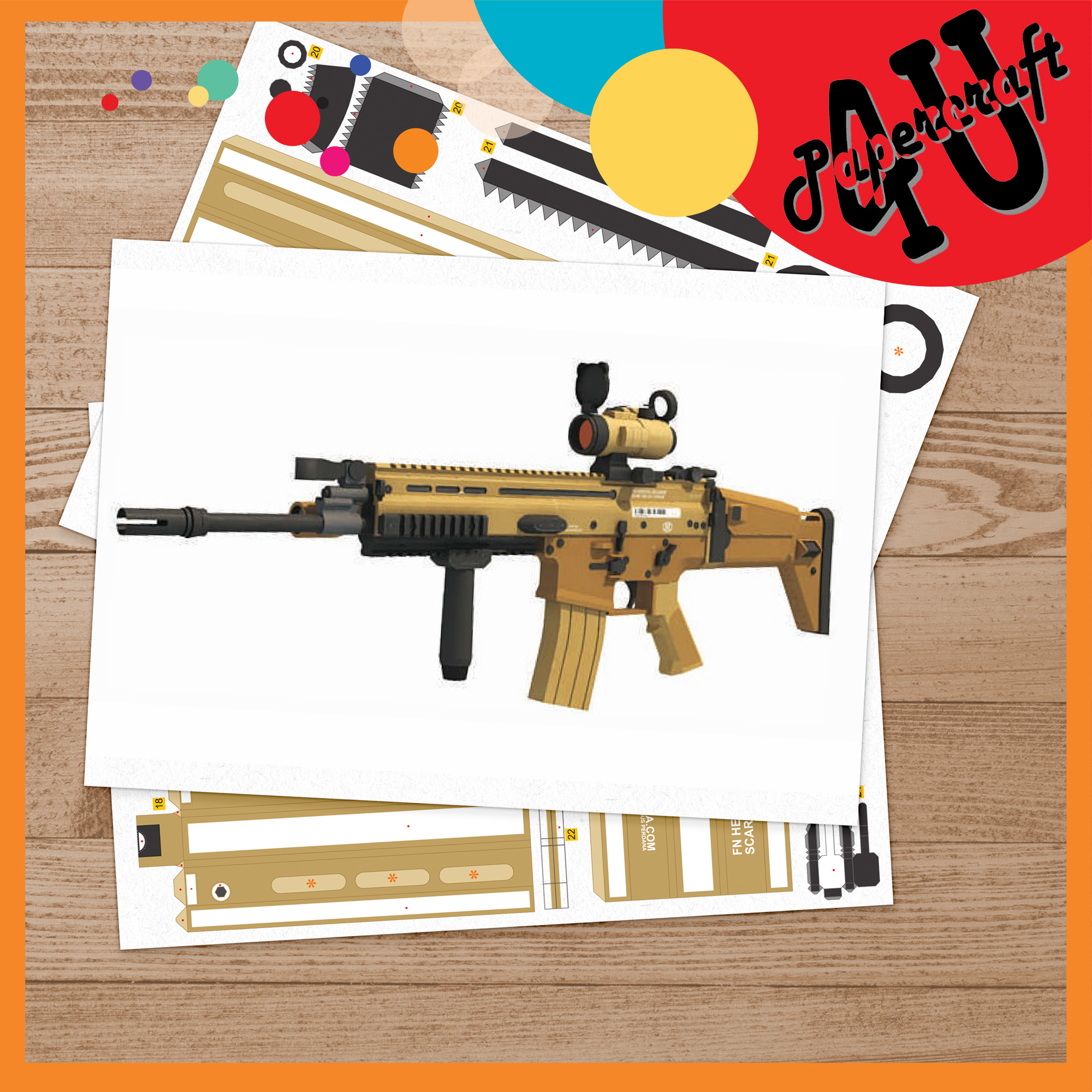 Mô hình giấy 3D PUBG - SCARL tỉ lệ 1:1