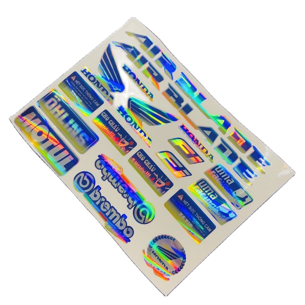 TRỌN Bộ tem logo, tem crom bóng phản quang dán xe máy AIR BLADE CÁC ĐỜI (NHIỀU STICKER)