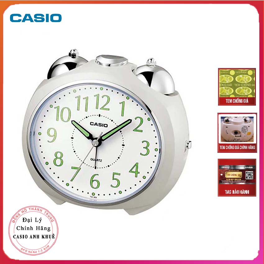 Đồng hồ để bàn Casio TQ-369-7DF có đèn chuông báo thức(  Kích thước 11.6×13×9 cm )