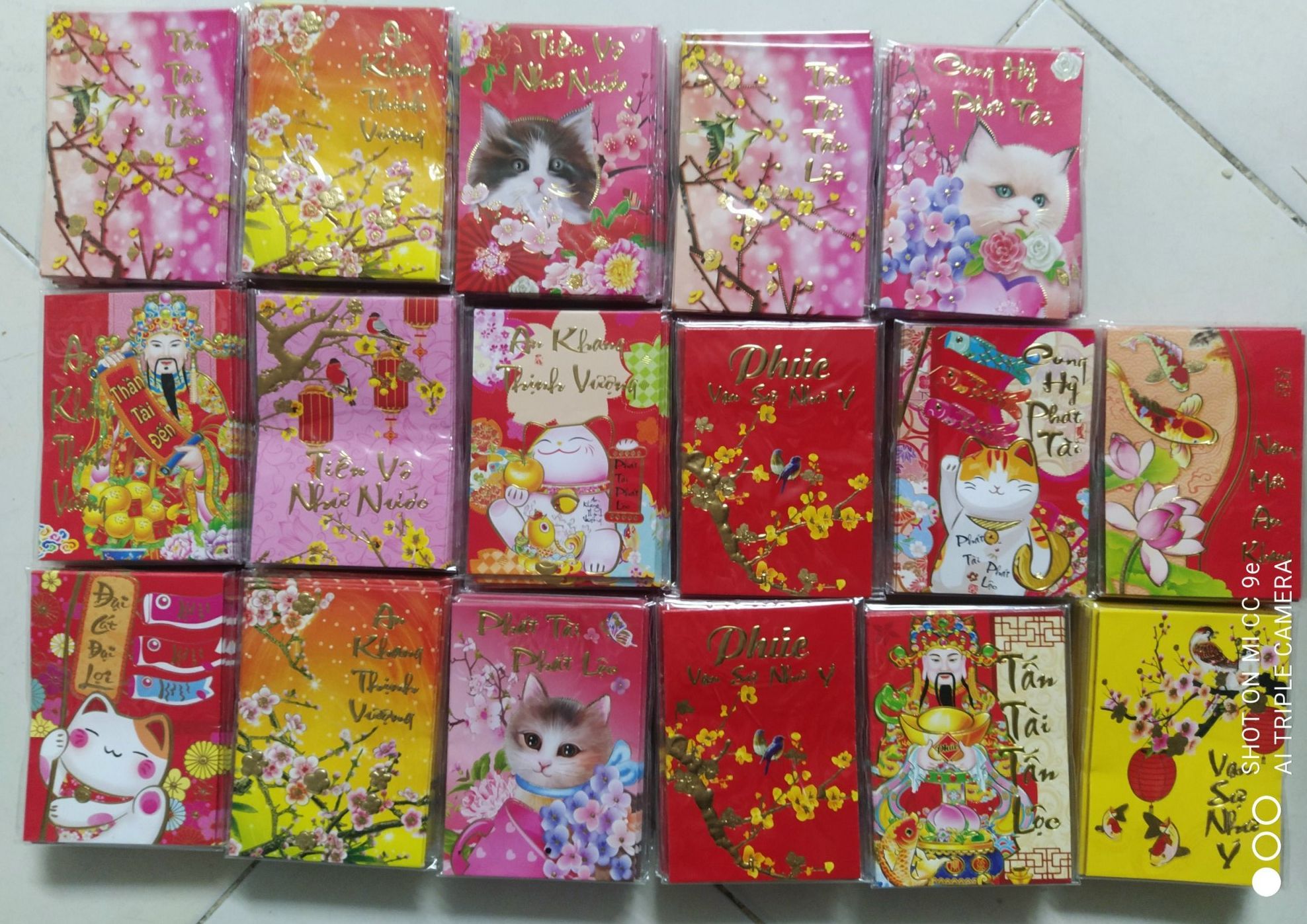 COMBO 30 BAO  LÌ XÌ NHỎ SIÊU ĐẸP (Kích thước 8X11cm) (6 bao/xấp, 30 bao là 5 xấp)