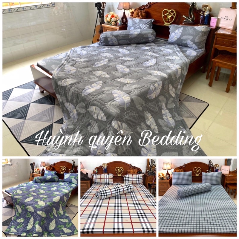 Trọn bộ drap ga thun [CÓ MỀN] (M6*2M nệm 5-15cm) chất Hàn quốc mát, đẹp