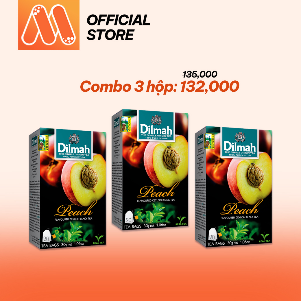 Combo 3 hộp Trà Dilmah Vị Đào - Peach 30g