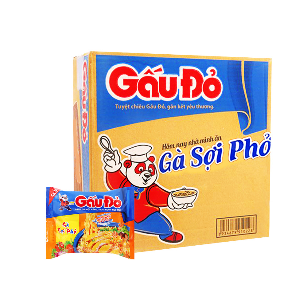 Thùng 30 gói mì Gấu đỏ GÀ SỢI PHỞ
