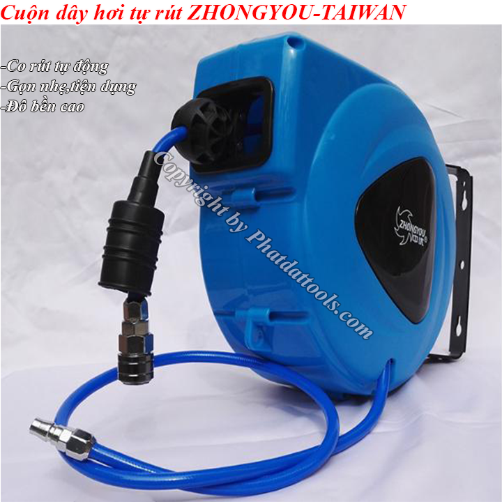 Cuộn dây hơi khí nén tự rút 9m-11m-15m Đài Loan cao cấp