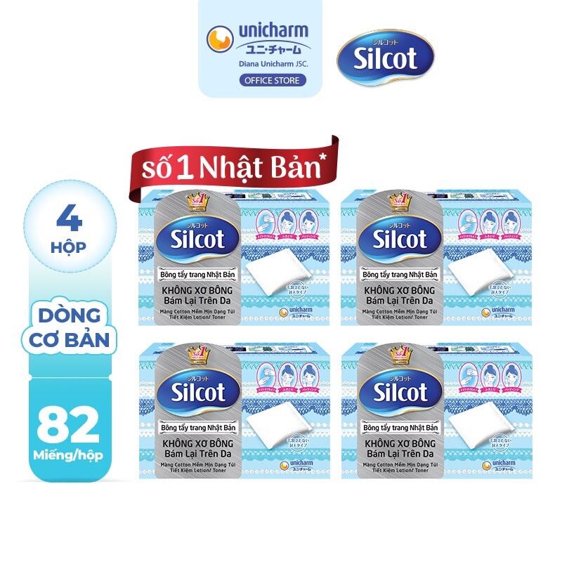 Hộp Bông trang điểm (bông tẩy trang) Silcot 82 miếng/hộp