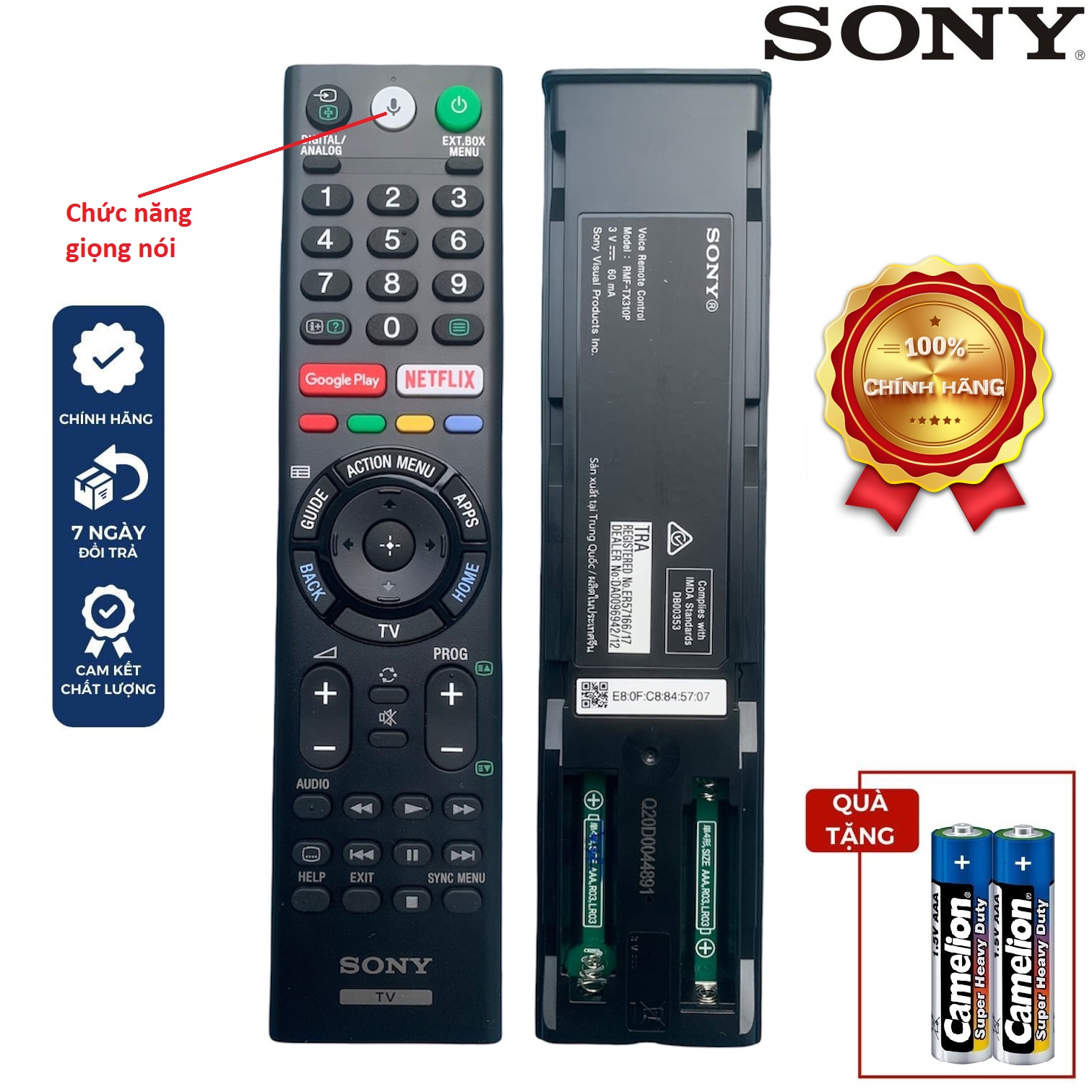 Điều khiển tivi Sony giọng nói chính hãng RMF-TX310P [ độ mới 85-95% BH đổi mới ] dùng chung RMF-TX300P TX200P Smart thông minh 43X7500E, KD-43X8500F, KD-49X7500E,KD-49X8000E, KD-43X9000E, KD-49X9000E, KD-55X8000E, KD-55X9000E, KD-65X9000E,KD65X9300E, KDL
