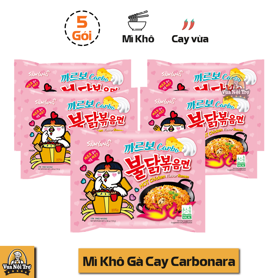 5 gói mì khô gà cay carbonara samyang