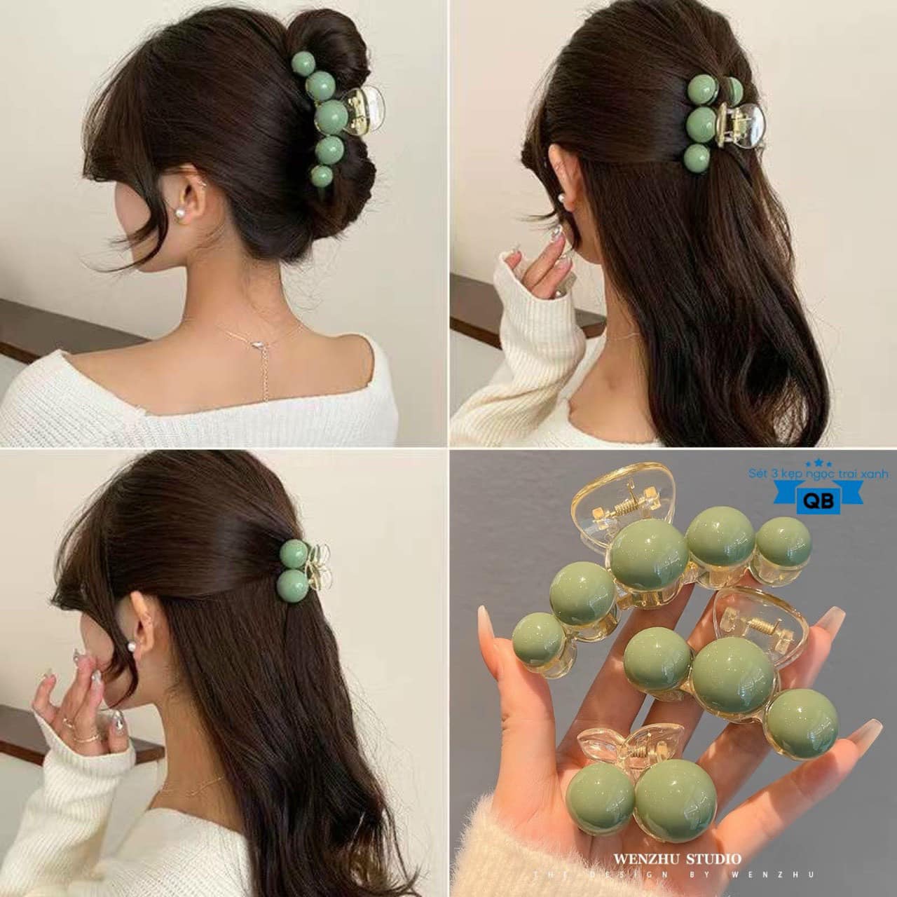 1 set 3 Kẹp Tóc Càng Cua Cánh Quạt Nhiều Màu Trendy Phong Cách Hàn Quốc-kẹp tóc hàn quốc-kẹp tóc càng cua-kẹp tóc nữ