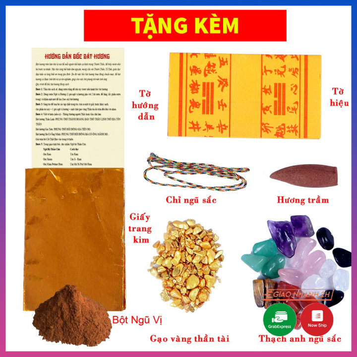 Cốt bát hương , Cốt thất bảo thần tài chuẩn bài vị - Tặng Kèm Gạo Vàng, Bột Ngũ Vị, Nụ Trầm