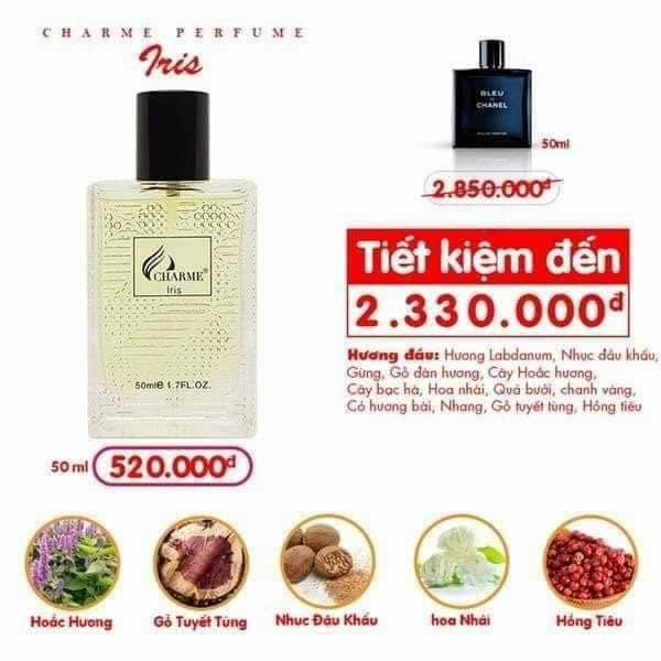 [Chính Hãng Char.me] Nước hoa nam Iris 50ml