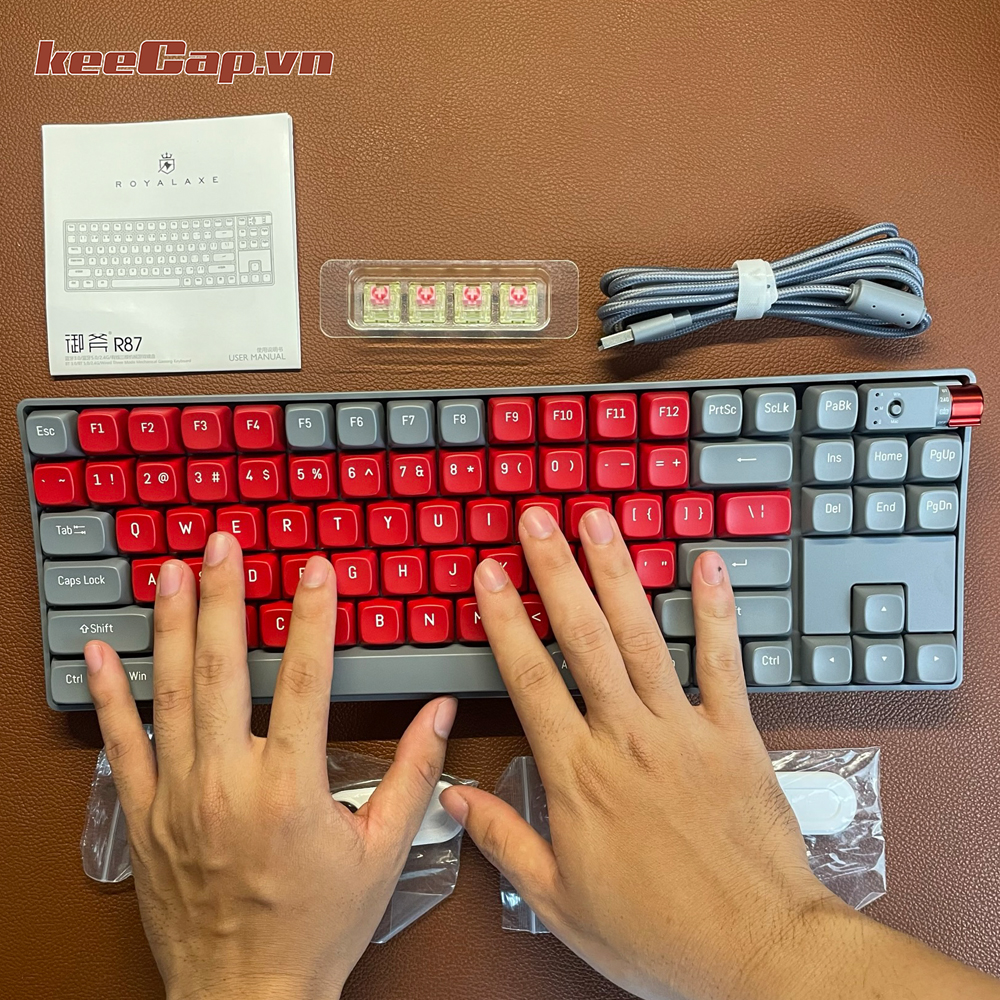 [KEECAP] Royal AXA r87 dark night Red Rose (3 mode - 87 keys-hotswap)