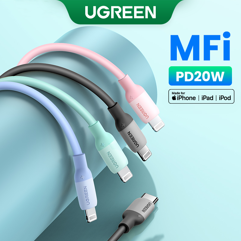 【MFi Certified】UGREEN 1m USB C to Lightning Cable iPhone Lightning Cable PD 20W USB C Lightning Cable Super Soft for iPhone 13 Pro Max 12 11 X 8, iPad(2021), AirPods, MacBook